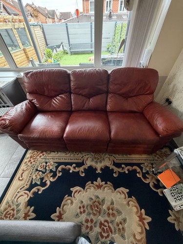 Red leather sofa seater - red, 3-seater