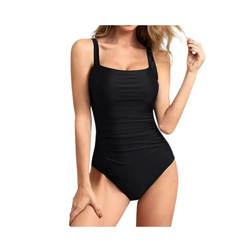 Women solid ruched one piece - solid,