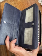 ECCO Dark Navy Large Leather Wallet Zip Around Unused