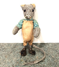 Antique Vintage Rat Toy Wired Stuffed Standing Articulated Arms 8.5” WW1 Mascot?