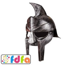 Wicked Silver Gladiator Roman Helmet Hat Adults Mens Fancy Dress