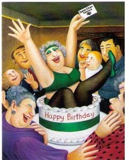 BERYL COOK ~ "HAPPY BIRTHDAY" - 40th, 50th, 60th, 70th ~LARGE MOUNTED PRINT ~B/L