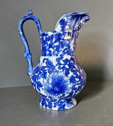 Vintage blue white floral - blue,