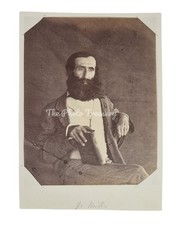 ANTIQUE ALBUMEN PRINT SEATED GENTLEMAN NAMED DR MILLS LARGE BEARD VICTORIAN 