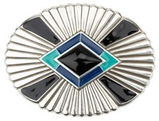 Starburst Oval Trophy Belt Buckle Black in Presentation Box