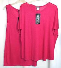 KIM & CO @ QVC🌺 SUPERB HOT PINK LINEN LOOK TOP & TUNIC SET 🌺 SIZE S 10/12