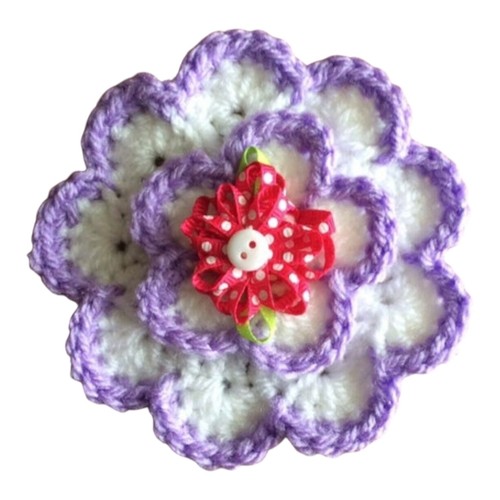 Handmade crochet flower brooch - handmade,