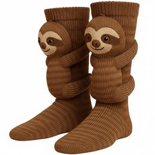 3D Knit Sloth Socks, Soft Cotton Nylon Striped Novelty Socks Unisex Kids