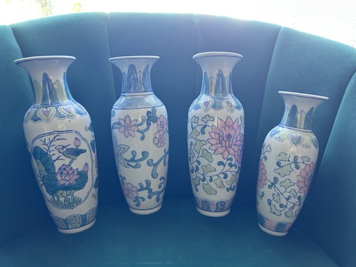 Chinese porcelain bottle vases - porcelain,