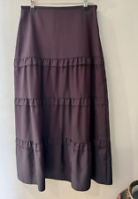 M&S long skirt taffeta ruffle size 12 dark red/black maxi steampunk