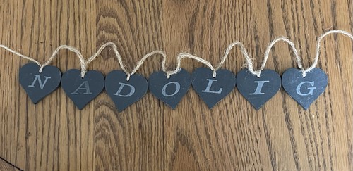 Welsh slate christmas - slate, bunting