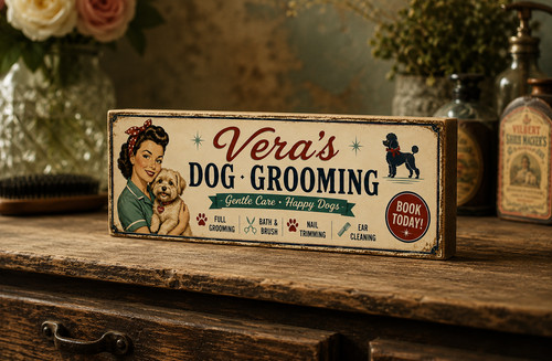 Dog grooming vintage sign old - vintage,