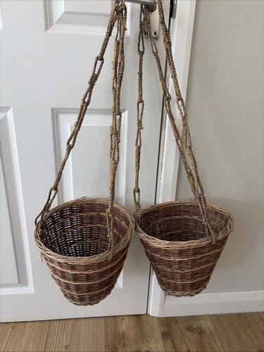 Pair vintage boho wicker - of,