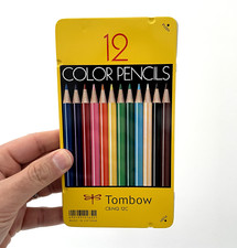 Tombow Coloured Pencils 12 in Tin - Vintage cb-nq 12c **Rare** (Japanese)