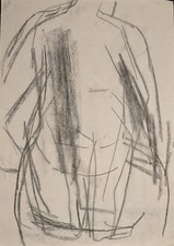 Original Valerie Davide nude Charcoal Art 1938-2017