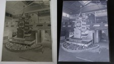 15x Glass Negatives.Bingley Hall,Exhibition.Guinness Clock.Racing Car,etc.1950's