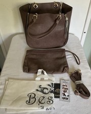 Bessie Couture Textured Brown Handbag Tote Bag & Small Bag