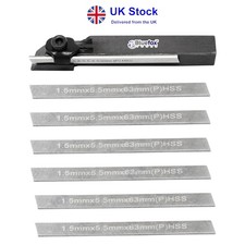 Mini Lathe 8mm Cut-Off Parting Tool Holder with 6 HSS Blades | Compact & Precise