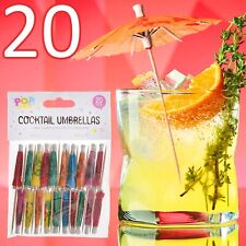20 x Bright Cocktail Umbrellas Tropical Drink Glass Party Decoration Accessories
