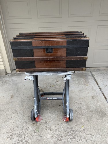 Vintage flat top steamer trunk