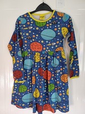 Duns Sweden Long Sleeved Twirly Dress, Space Print, Size 122 6-7 Years