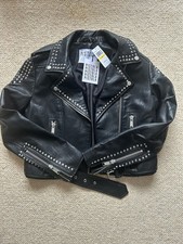 Black studded leather jacket - studded,
