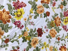Vintage Sanderson? Floral Fabric Reclaimed Bed Cover? 195x220cm With Seams  B69