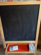 IKEA Kids' Double-Sided Whiteboard Blackboard Easel with Paper Roll Holder
