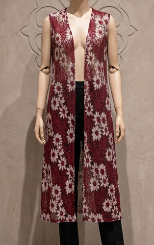Burgundy floral lace long - burgundy,