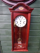 Nice Rapport German made Mahogany Case Long Drop Wall Clock Working Order.