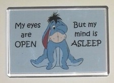 LARGE FRIDGE MAGNET ❤ EEYORE ❤ MY EYES ARE OPEN BUT MY MIND IS ASLEEP 😴 POOH ❤