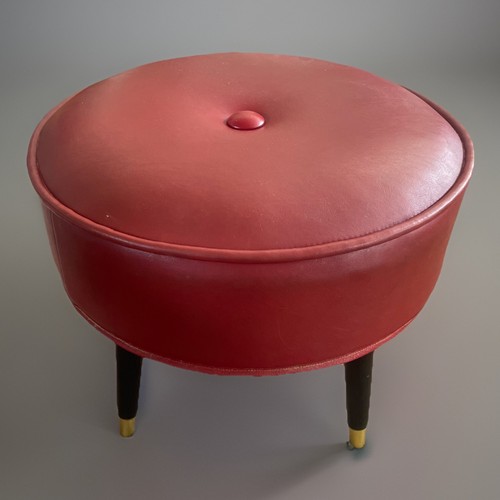 Round red footstool mcm vinyl - mcm,