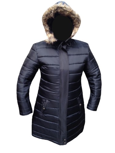 Ladies puffer coat long hood - ladies,