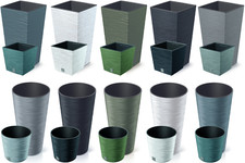 Round Tall Plant Pots Planter Square Indoor Outdoor Garden 5 Colours 9L - 91.5L