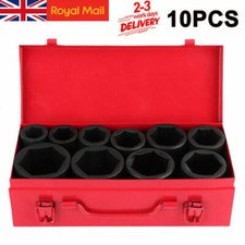 10PC 3/4" DRIVE DEEP IMPACT Socket Set 22-50mm HGV Long Reach Impact Socket UK