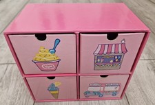 Wilko Hard Cardboard Storage Tabletop Drawer Unit Pink Icecream Theme