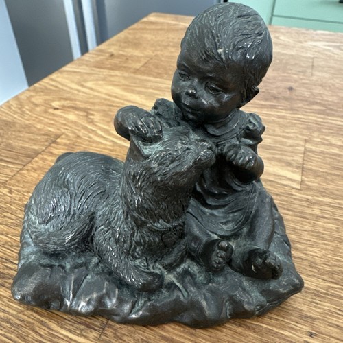 Bronze sculpture signed cat - bronze,