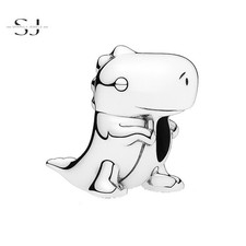 925 Sterling Silver Dino T-Rex Dinosaur Charm Bead for Bracelets