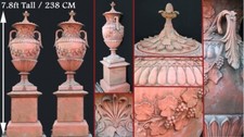 Pair Large English Terracotta Garden Urns Architectural Antiques