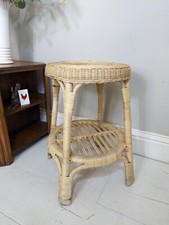Vintage Retro Wicker rattan bamboo stool Side Table POSTAGE AVAILABLE 