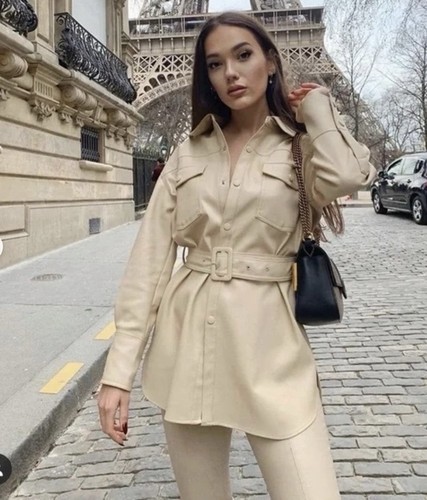 Zara faux leather shirt jacket