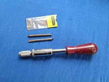 Vintage Short Stanley Yankee No 135B Ratchet Pump Screwdriver + 2 Tips
