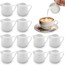 Afenau 12 PCS Small Milk Jugs, 110ML White Jug with Handle, White... 