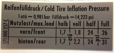 Sticker Tyre Pressure GTI