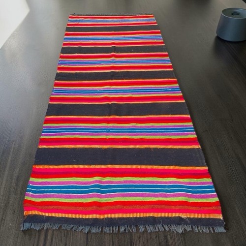 Hand woven wool runner - wool,
