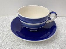 Whittard of Chelsea Hand Painted Tea Clipper Cup & Saucer Blue Stripe New Unused