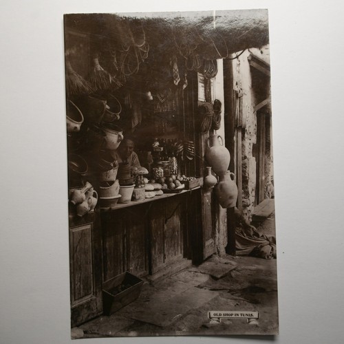 Old postcard - shop, tunis