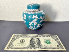 Antique Chinese Cloisonné  Ginger Jar, "Prunus", Blue & White, 1900-1940, China