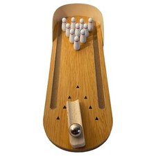 30cm Wooden Desktop Bowling Game with 10 Pins & Metal Ball - Fun for All Ages