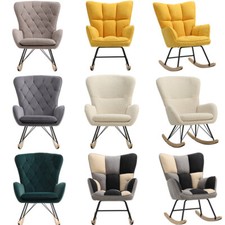 Single Sofa Rocking Chair Velvet Recliner Rocker Seat Lounge Living Room Bedroom